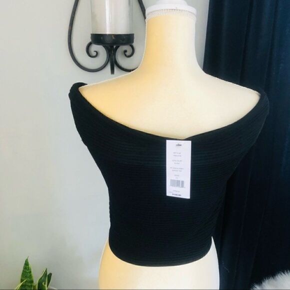 French Connection‎ Odelia Off Shoulder Crop Top, Black, Size Medium, NWT - Picture 10 of 15